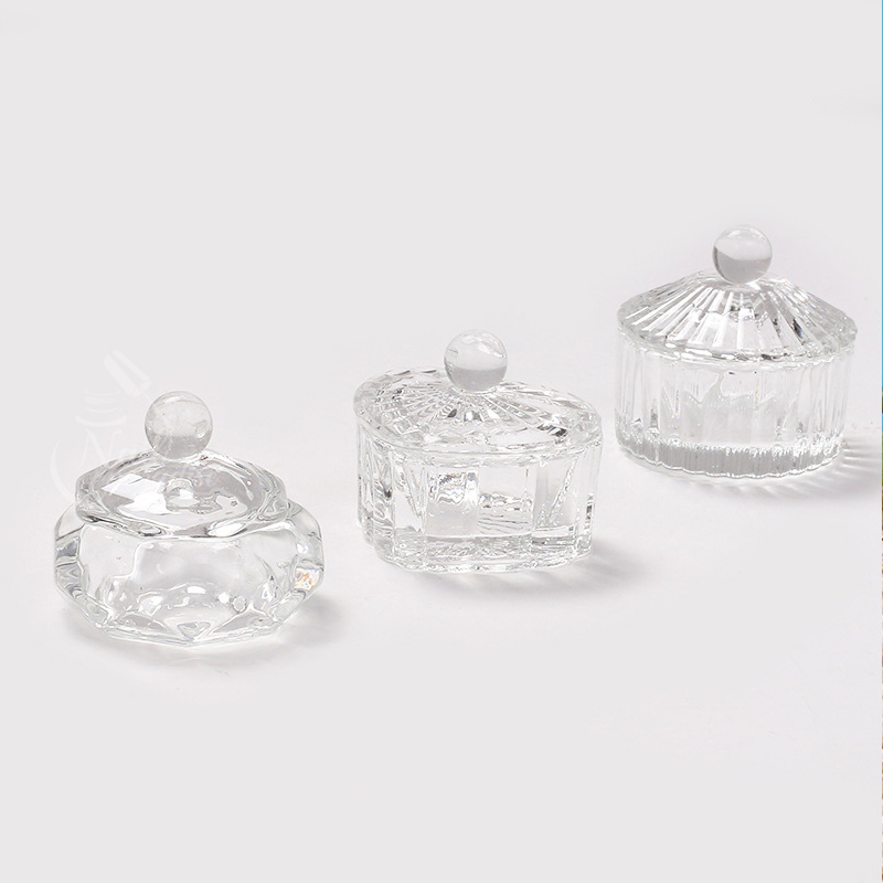 พร้อมส่งทุกวัน ถ้วยแก้วแบบมีฝา คริสตัลใส ใส่น้ำยา อะคลิลิค น้ำยาล้างพู่กัน น้ำยาเกลี่ยอะคริลิค Nail Tools - รูปที่ 5