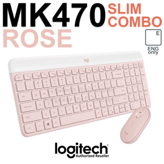 Logitech MK470 Slim Combo Eng Keycap (Rose) ชุดเมาส์คีบอร์ด ไร้สาย สีชมพู ของแท้ ประกันศูนย์ 1ปี