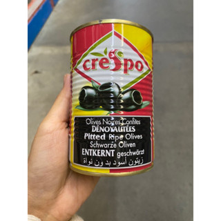 Pitted Ripe Black Olives In Brine ( Crespo Brand ) 425 Ml. มะกอกดำ ชนิดไม่มีเมล็ดในน้ำเกลือ ( ตรา ครีสโป )