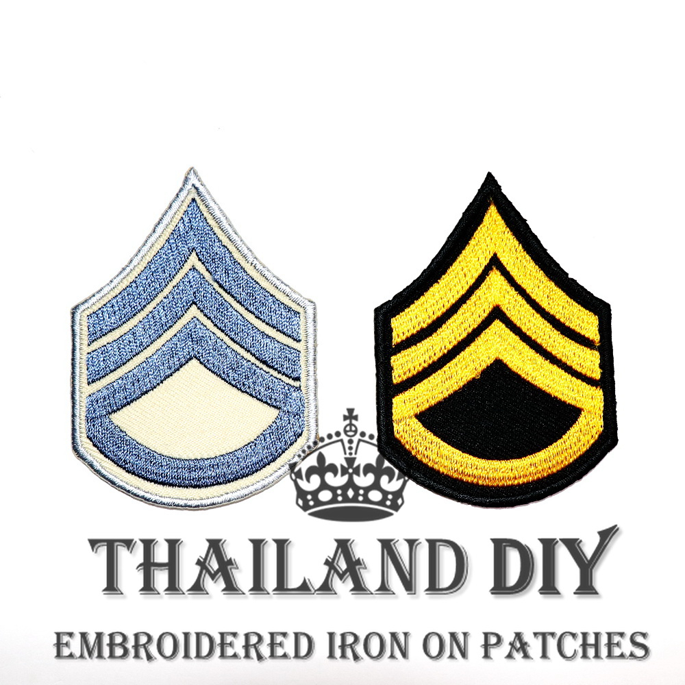 ตัวรีดติดเสื้อ ลาย ทหาร ชุดทหาร กองทัพ ยศทหาร จ่าสิบเอก ARMY Rank Emblem Patch WOP DIY ตัวรีด อาร์มต