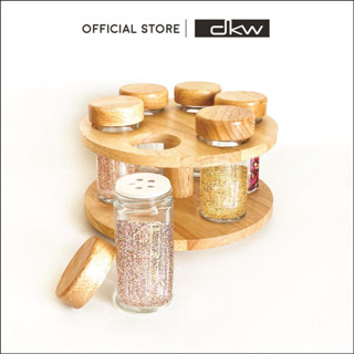 9.15 [ลดล้างสต็อค!] DKW GW-210/6 ชุดขวดเครื่องปรุงและแท่นวางไม้ยางพารา
