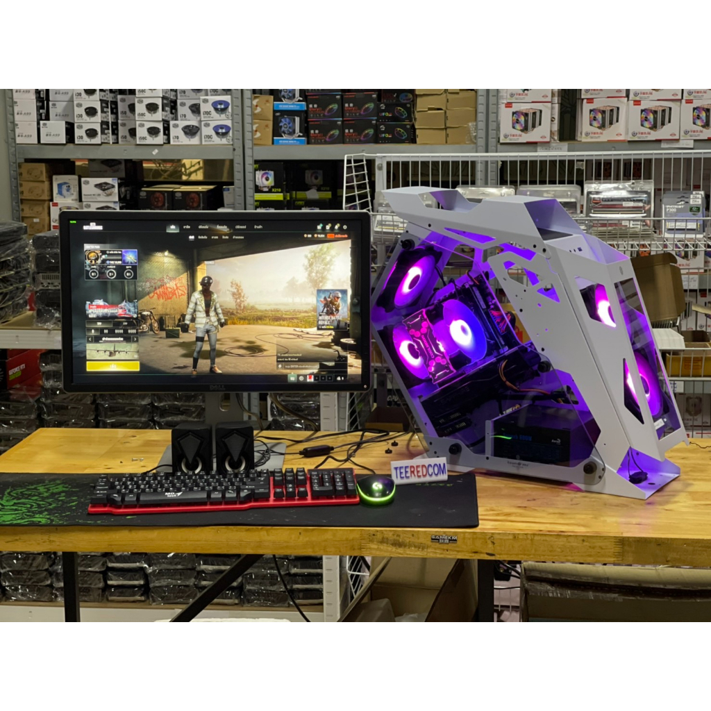 คอมชุดพร้อมจอ 23นิ้ว เล่นเกมส์ ทํางาน ปล่อยบอทINTEL XEON 2680 V2 Turbo 3.6Ghz 10C 20T  VGA RX 570 8GB