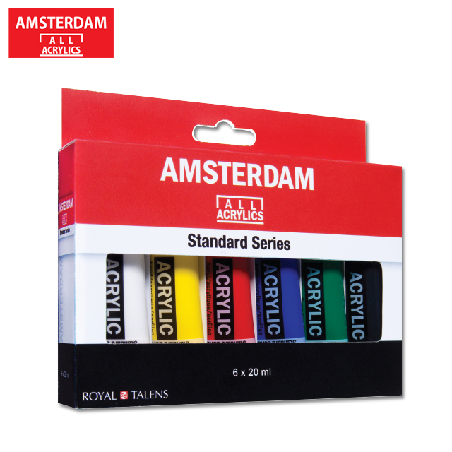 Amsterdam acrylic 20 ml. set 6 standard series made in Netherland I สีอะคริลิกแบบหลอดกลุ่มสีพื้นฐานเ