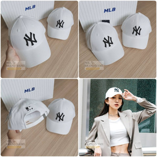 ของแท้ MLB New Fit Ball Cap หมวกสีขาว logo NY สีดำ 🤍🤍