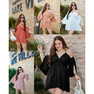 🎈Plussize เดรสคนอ้วน🎈 Size อก 34-52+ วงแขน 24+ สพ freesize ยาว 27