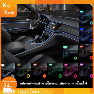 อุปกรณ์ตกแต่งภายในรถยนต์บรรยากาศโคมไฟ EL ไฟเย็น สาย USB DIY ตกแต่ง Dash คอนโซล Auto ไฟ LED อัตโนมัติ 1ม 2ม 3ม 5ม