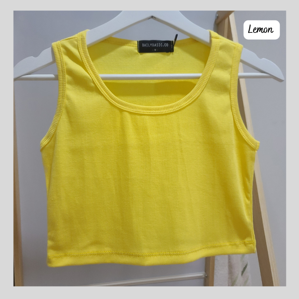 Dailybasic - เสื้อกล้ามครอปคอยู ผ้าร่องคอตตอนญี่ปุ่น ทรงสวยใส่สบาย มี11สี 4 Size S-XL