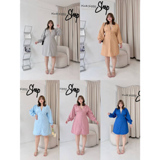 🎈Plussize เดรสคนอ้วน🎈 M อก44-48 วงแขน24.5 ความยาวแขน25 ความยาวชุด37  L อก50-54 วงแขน26 ความยาวแขน25 ความยาวชุด38