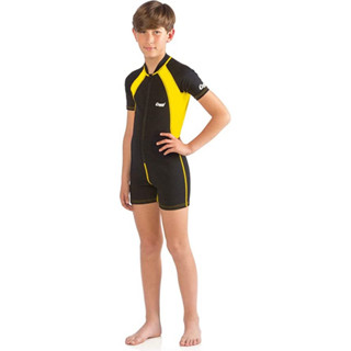 CRESSI KIDS SHORTY WETSUIT BLACK/YELLOW ชุดดำน้ำ เว็ทสูท กางเกงขาสั้น สำหรับเด็กโต อุปกรณ์ดำน้ำ