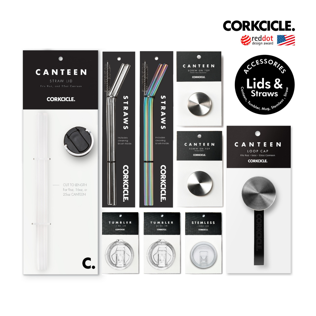 CORKCICLE : CANTEEN STRAW CAP (9,16,25OZ)