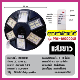 ไฟ UFO 1000W ไฟถนน ไฟโซล่าเซลล์ โคมไฟถนน ไฟถนนโซล่าเซลล์ PAE8810 PAE8815 PAE-130000W / 100000W / 120000W ไม่มีเสานะคะ