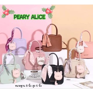 กระเป๋าทรงถือ สะพายข้าง แถม 🎀กระเป๋าใส่เหรียญน้องแมว+ผ้าพัน แบรนด์ Perry Alice (แพรี่ อลิซ)