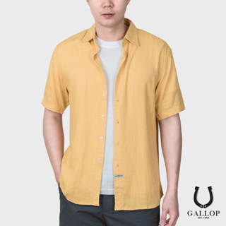 GALLOP : LINEN CASUAL SHIRT เสื้อเชิ๊ตผ้าลินินแขนสั้น รุ่น GW9023-สี Mustard / ราคา 1,490.-