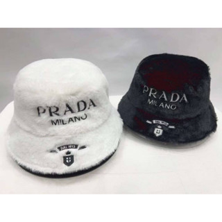 PRADA MILANO DAL 1973 WOOL BUCKET HAT หมวกบักเก็ต แบรนด์ปราด้า ขนวูล ขนเฟอร์ นุ่ม