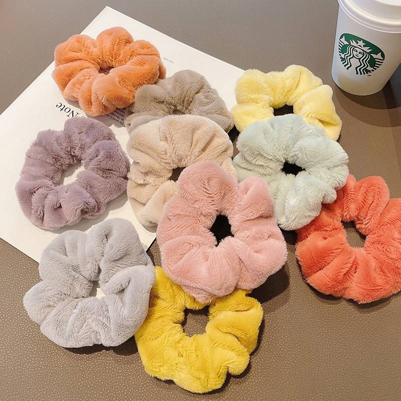 AAE-ยางรัดผม แบบหนานุ่ม ยึดหยุ่นสีพื้นสไตล์เกาหลี(พร้อมส่งจากไทย)