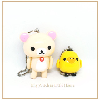 Rilakkuma ( Korilakkuma &amp; Kiiroitori ) Mascot swing Keychain พวงกุญแจ ริลัคคุมะ ตัวดุ๊กดิ๊ก งาน San-x แท้ จากญี่ปุ่น