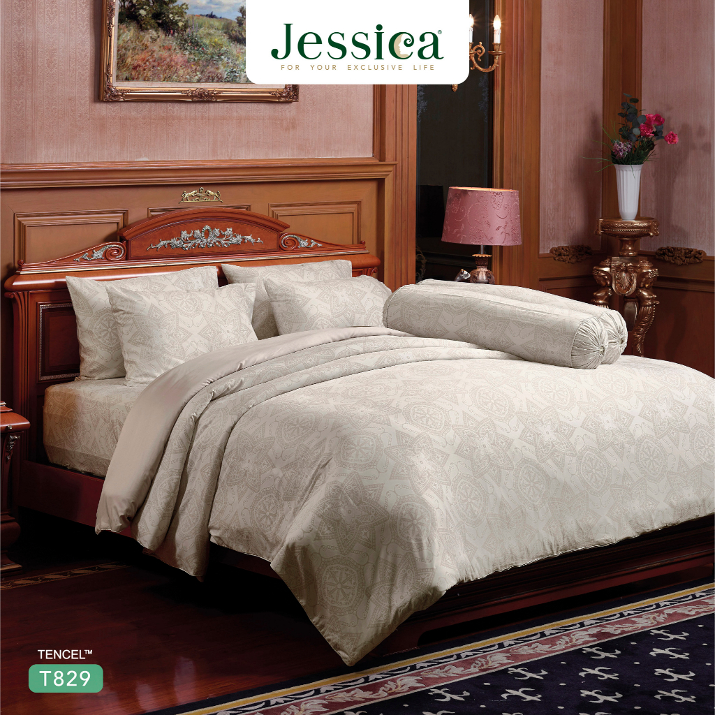 Jessica Tencel T829 ชุดเครื่องนอน ผ้าปูที่นอน ผ้าห่มนวม เจสสิก้า พิมพ์ลวดลายโดดเด่น ให้สัมผัสที่นุ่มลื่นดุจแพรไหม