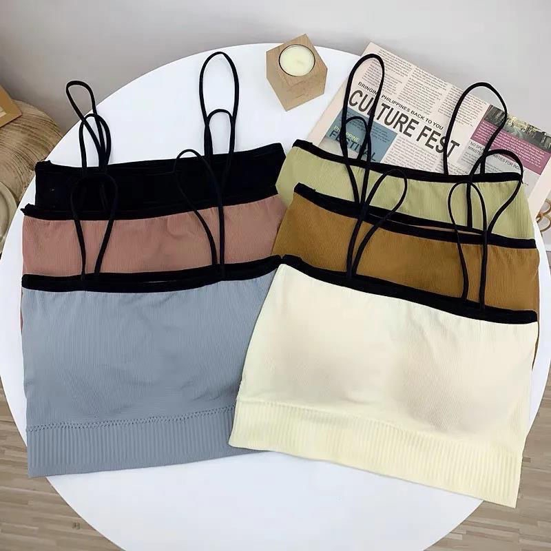 เสื้อชั้นใน เกาะอก บราสายเดี่ยว รุ่นB006 ครอปทอป ครึ่งตัว ผ้าไหมพรม สายเดี่ยว ทรงเกาะอก