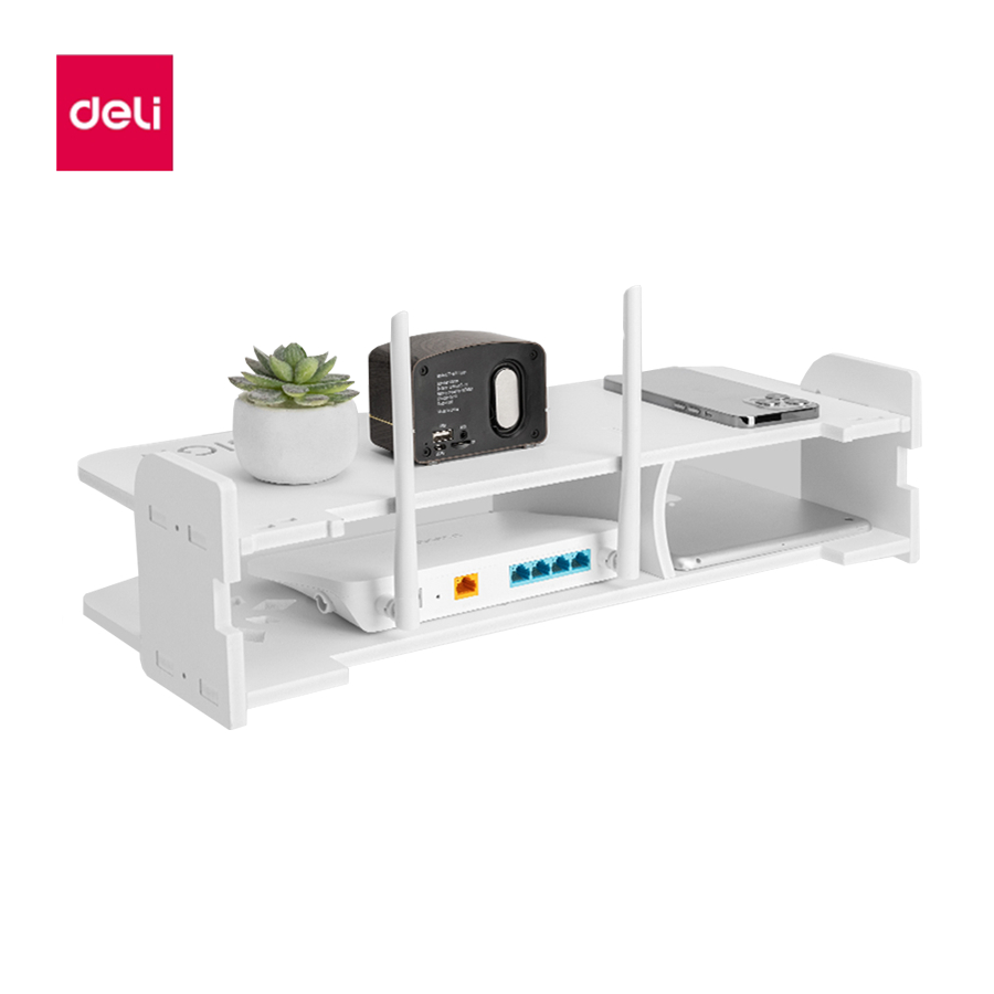 Deli ชั้นวางกล่องwifi 30/50cm ที่ยึดเราเตอร์ ชั้นวางเราเตอร์ สีขาวมินิมอล ติดตั้งง่าย ที่ไม่ต้องเจาะ