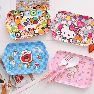 พร้อมส่ง💕 ถาดเมลามีนลายการ์ตูน (21cm/30cm) จานขนม ผลไม้ คิตตี้ มายเม โทมัส เครื่องครัว | Bluerubystore