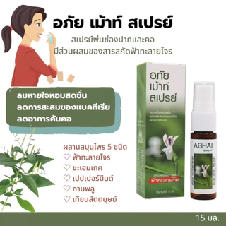 สเปรย์อภัยเมาท์ ส่วนผสมฟ้าทะลายโจร พ่นลำคอ อภัยภูเบศร 1 ขวด