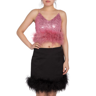 SHU APPAREL FEATHER CROP CAMI #2 - PINK