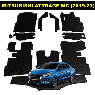 พรมรถยนต์ MITSUBISHI ATTRAGE MC (2019-23) พรมกระดุมเม็ดเล็กpvc สีดำ เข้ารูป ตรงรุ่นรถ 10ชิ้น