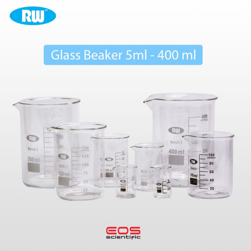 บีกเกอร์แก้ว ถ้วยตวงของเหลวของแห้งบรรจุสาร Glass Beaker (Borosilicate 3.3)