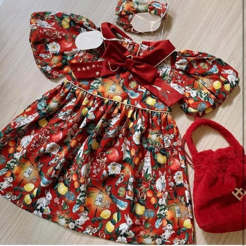 [USED LIKE NEW] Aimer kids ตรุษจีน+กระเป๋า ใส่1ครั้ง(ไม่มีคาด)