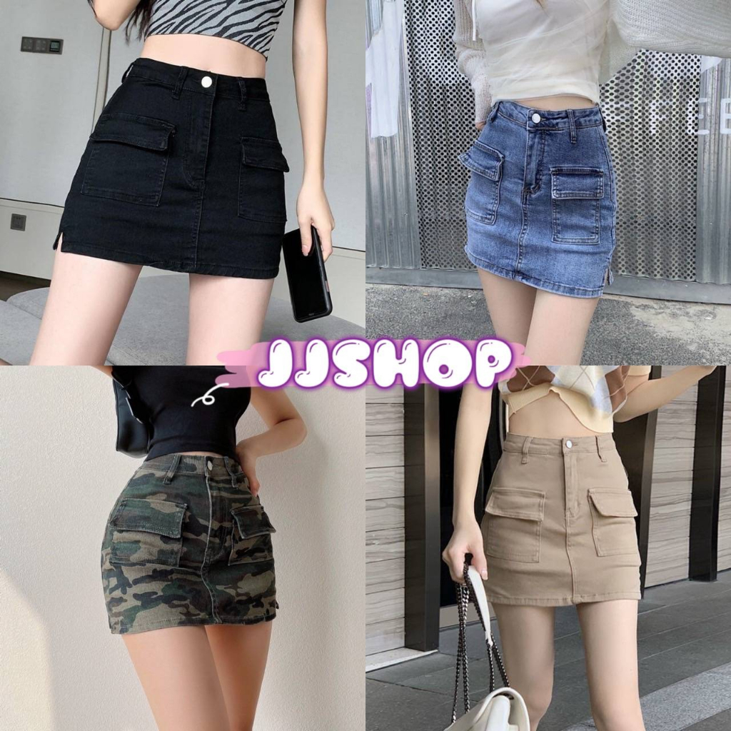JJ shop พร้อมส่ง กระโปรงกางเกงยีนส์สั้น ใส่แล้วสวยปังมาก "197/1987-NZ"