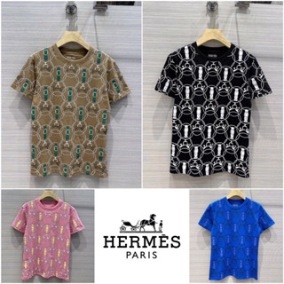 เสื้อยืดแขนสั้น HERMES PROMENADE DU MATIN STRAIGHT COTTON T-SHIRT