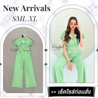 จั๊มสูทขายาว Jumpsuit จั๊มสูทยาวกางเกง จั๊มสูทแขนสั้น ชุดจั้มยาว จั้มสูททำงาน ชุดจั๊มกางเกง จั๊มสูทยาวสีเขียวมิ้น ชุดหมี