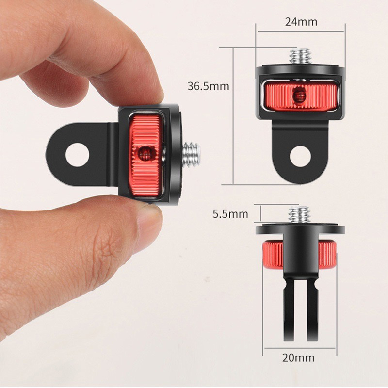 1/4 นิ้ว 360 องศา อะแดปเตอร์ขาตั้งกล้องอลูมิเนียม for GoPro / SJCAM / Xiaomi / Insta360 / Action Camera