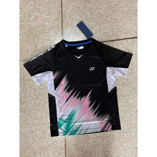 เสื้อแบดมินตันผู้ชายYonex คอกลม แขนชมพู