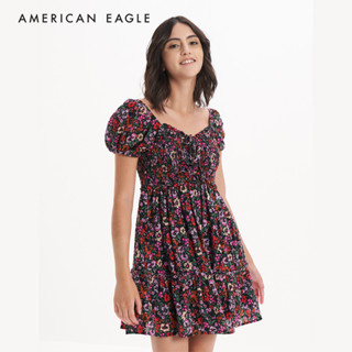 American Eagle Smocked Floral Babydoll Mini Dress ชุดเดรส ผู้หญิง เบบี้ดอล มินิ  (NWDR 039-6848-900)