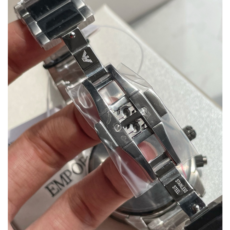 Emporio Armani Men's Chronograph Date Bracelet Strap Watch, Black/Silver AR11391 AR11241 AR11521 43mm