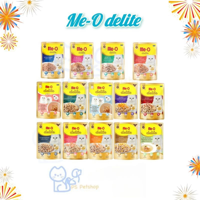 Me O delite อาหารเปียกแมว ผลิตจากทูน่าแท้ สารอาหารระดับพรีเมี่ยม ขนาด 70 กรัม ×12 ซอง (1โหล)