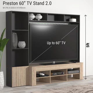 Tomato Home ชุดตู้ชั้นวางทีวี Preston 2.0 TV60นื้ว | ชั้นวางทีวี ตู้วางทีวี | เก็บของได้เยอะมาก