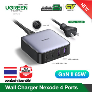 UGREEN รุ่น 90735 Charger 65W USB C Charging Station Nexode 4 Ports USB C Charger, GaN Desktop Charger