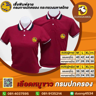 เสื้อโปโล เลือดหมูขาว กรมปกครง