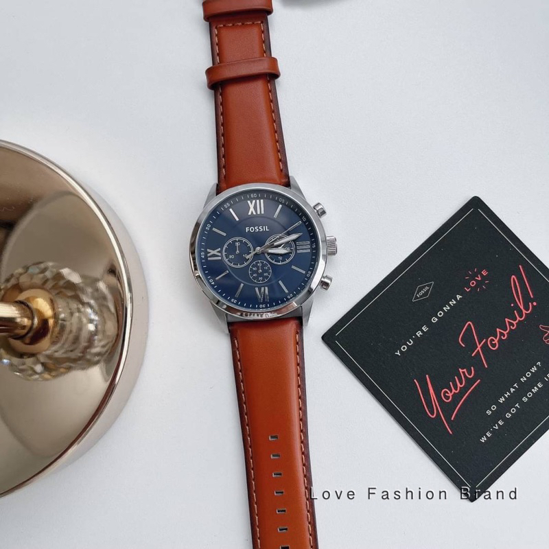 👑ผ่อน0%~แท้100%👑 นาฬิกาข้อมือ FOSSIL  Flynn Chronograph Brown Leather Watch BQ2125IE