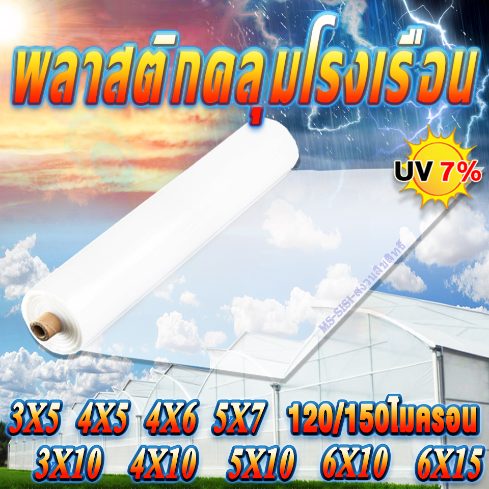 พลาสติกโรงเรือน พลาสติกใส 3X10 4X10 เมตร ความหนา 120 150 ไมครอน UV7% Green House พลาสติกคลุมโรงเรือน