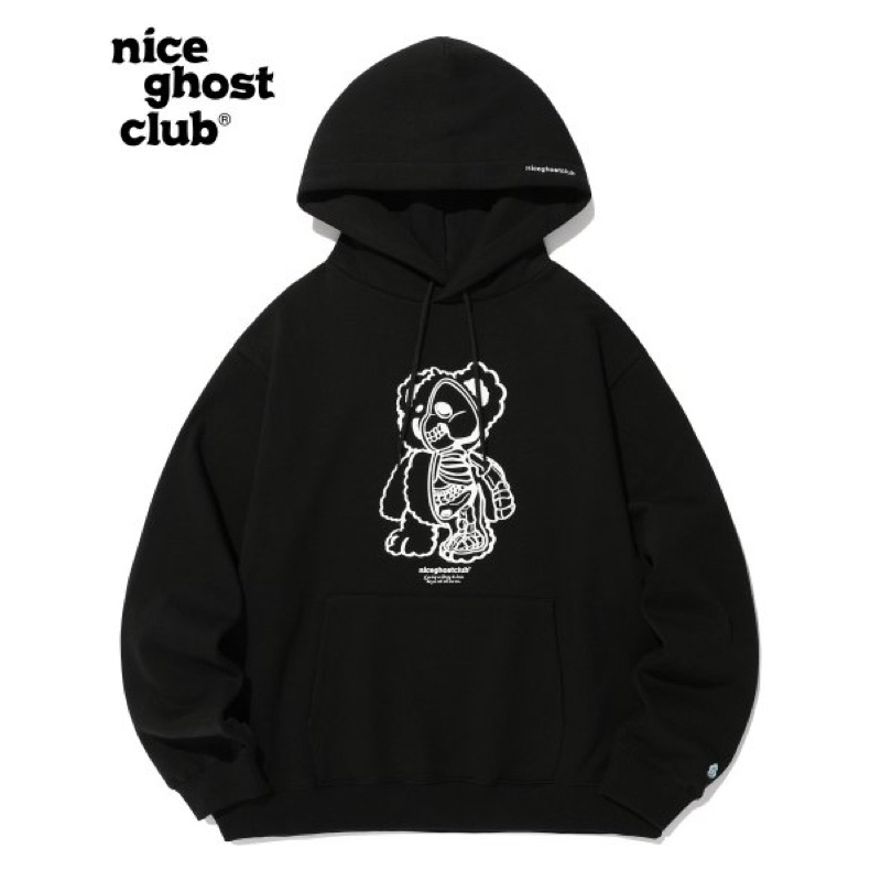 (พร้อมส่ง) แท้💯🇰🇷 Nice ghost club — NGC Figure Bear Hoodie_Black