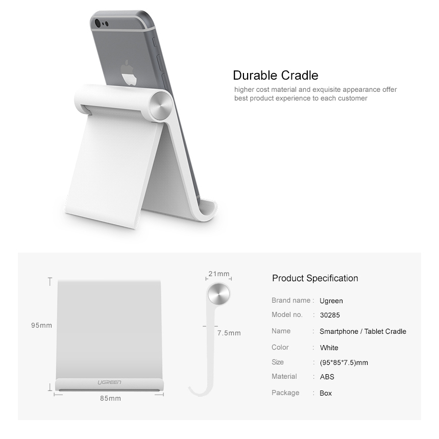 UGREEN รุ่น  LP115 ขาตั้งไอแพด ที่ตั้งไอแพค ที่ตั้งมือถือ Tablet Stand Bundle with Phone Stand Bundle มีทั้งสีดำและขาว ราคา ถูกที่สุด ดีลบีเคเค แกลเลอรีภาพที่ 6