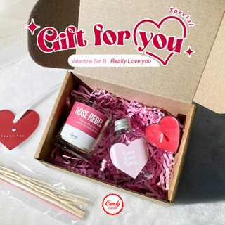 💝🌹Gift Sets Valentine B : เซตของขวัญสำหรับเทศกาล วาเลนไทน์ Valentine - เทียนหอม ก้านไม้หอม เทียนรูปหัวใจ พร้อมการ์ด