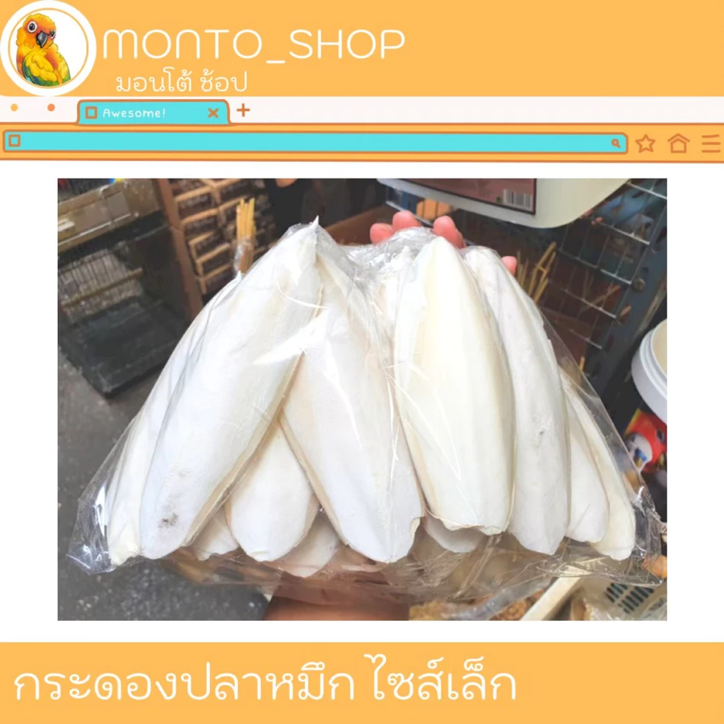 อาหารนก กระดองปลาหมึก / ลิ้นทะเล 200กรัม ไซค์เล็ก (กรุณาอ่านรายละเอียดก่อนสั่งซื้อ)