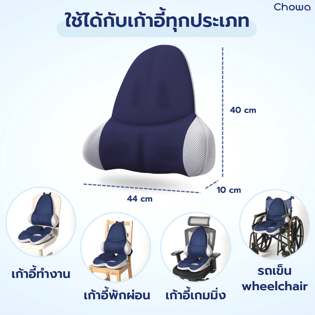 Chowa เบาะรองหลัง Cloud เบาะพิงหลังเพื่อสุขภาพวัสดุไฮเปอร์เมมโมรี่โฟม ช่วยบรรเทาอาการปวดหลัง - รูปที่ 7