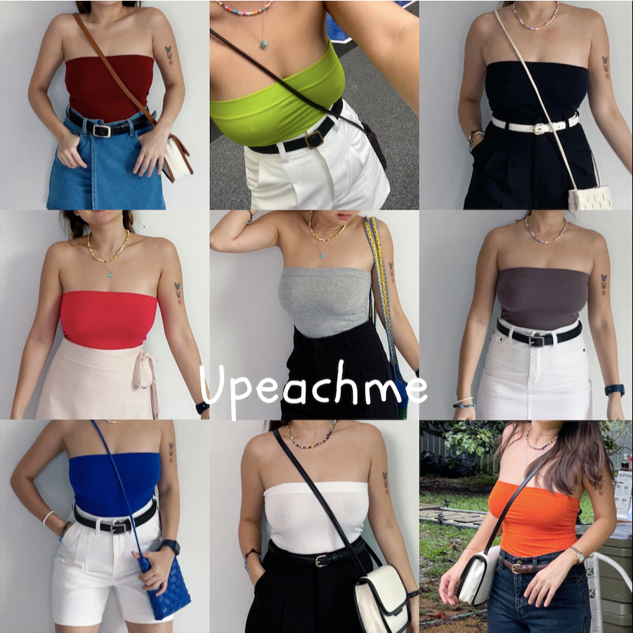 upeachme(E3) Alua Top [อก22-40] เกาะอกสีพื้น เกาะอกสายฝอพลัสไซส์ เกาะอกเข้ารูปตัวยาว เกาะอกเต็มตัว