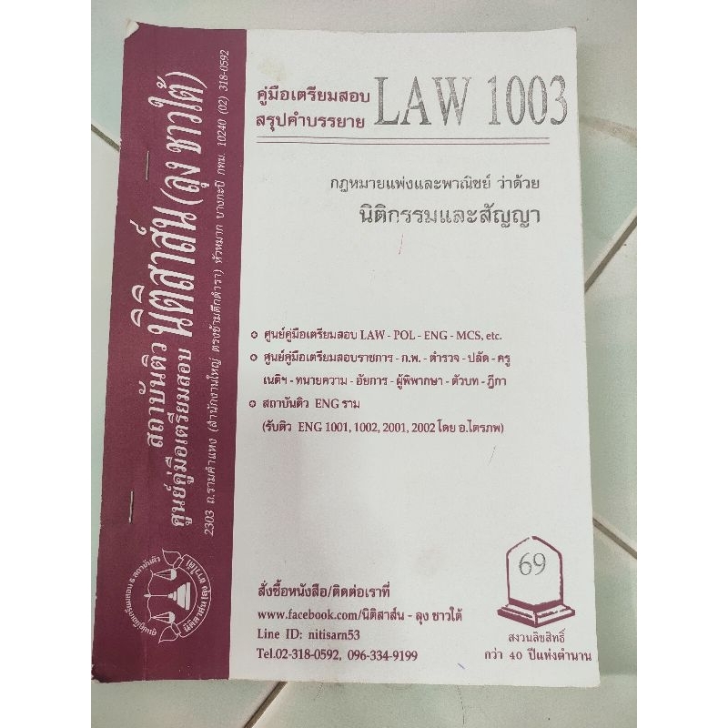LAW1103, LAW1003 นิติกรรมและสัญญา ชีทราม (นิติสาสน-ลุงชาวใต้)