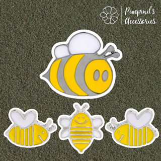 ʕ •ᴥ•ʔ ✿ พร้อมส่ง : เข็มกลัดเซ็ทผึ้งน้อยและลูกสมุน | Bee Enamel Brooch Pin Set.